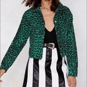 🖤💚🖤HOT Nasty Gal Green Leopard Print Jacket NWT